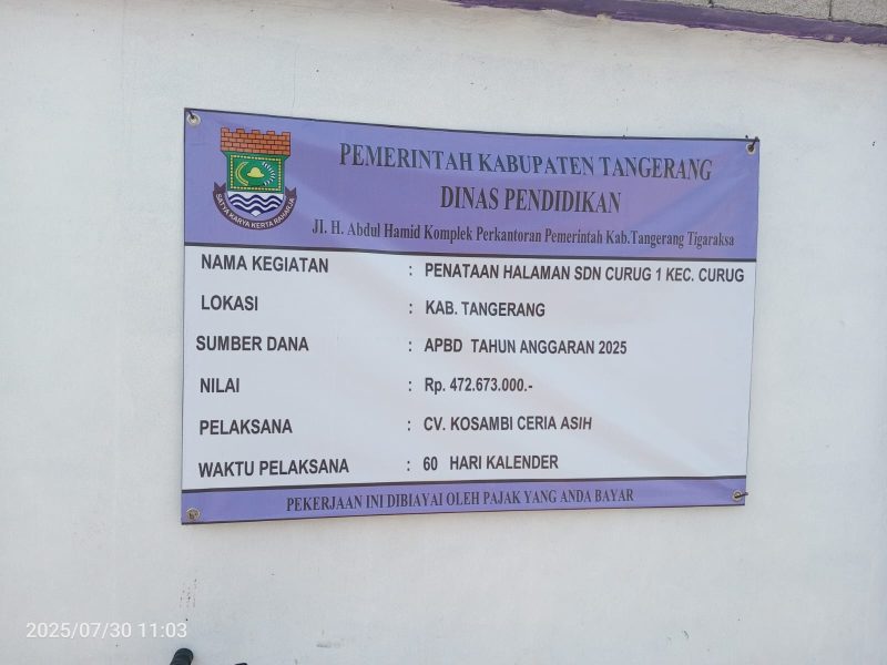 Foto papan anggaran proyek